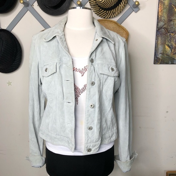 Gap Powder Blue Suede Jacket - Picture 3 of 15